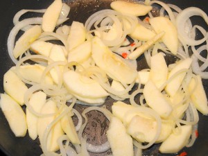 saute apples and onions